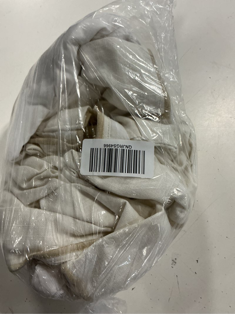 Condition photo showing As Is for piped edge cotton curtain - single panel, 48x84, ivory/oatmeal piping
