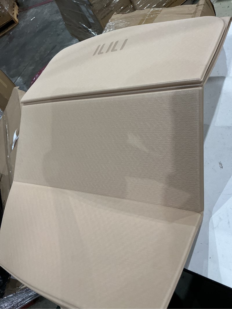 Condition photo showing Good Condition for ilili foldable yoga mat 71 * 24 * 0.3 inch, lightweight tpe non slip exercise mat, waterproof portable fitness mat for home gym, pilates, stretching & daily workouts beige