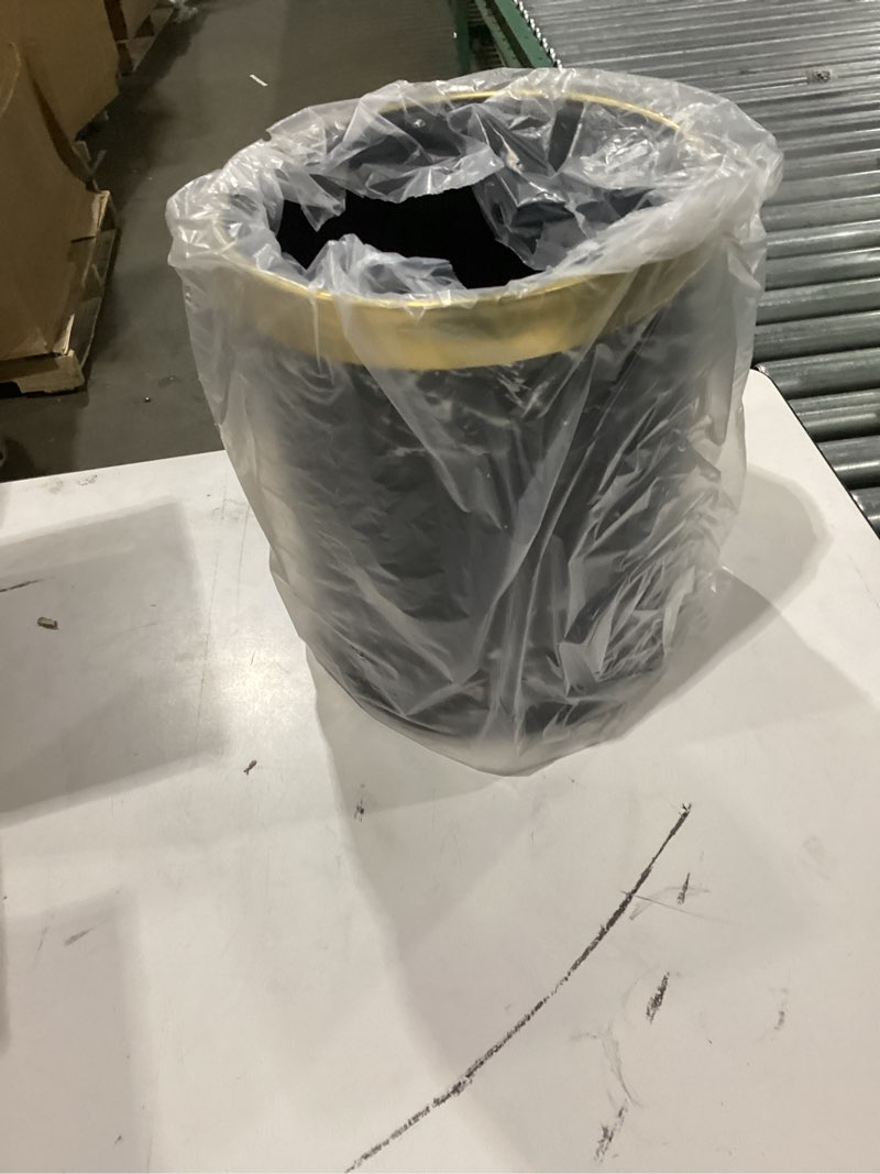 Condition photo showing New/Like New for Metal Trash Can, Double-Walled Waste Basket Hides The Trash Bag, Open Top Round Garbage Can Small Trash Bin for Bathroom, Kitchen, Bedroom, Office, Toilet, etc. Vertical Line Silver Gray 2.6 Gallon /10 L