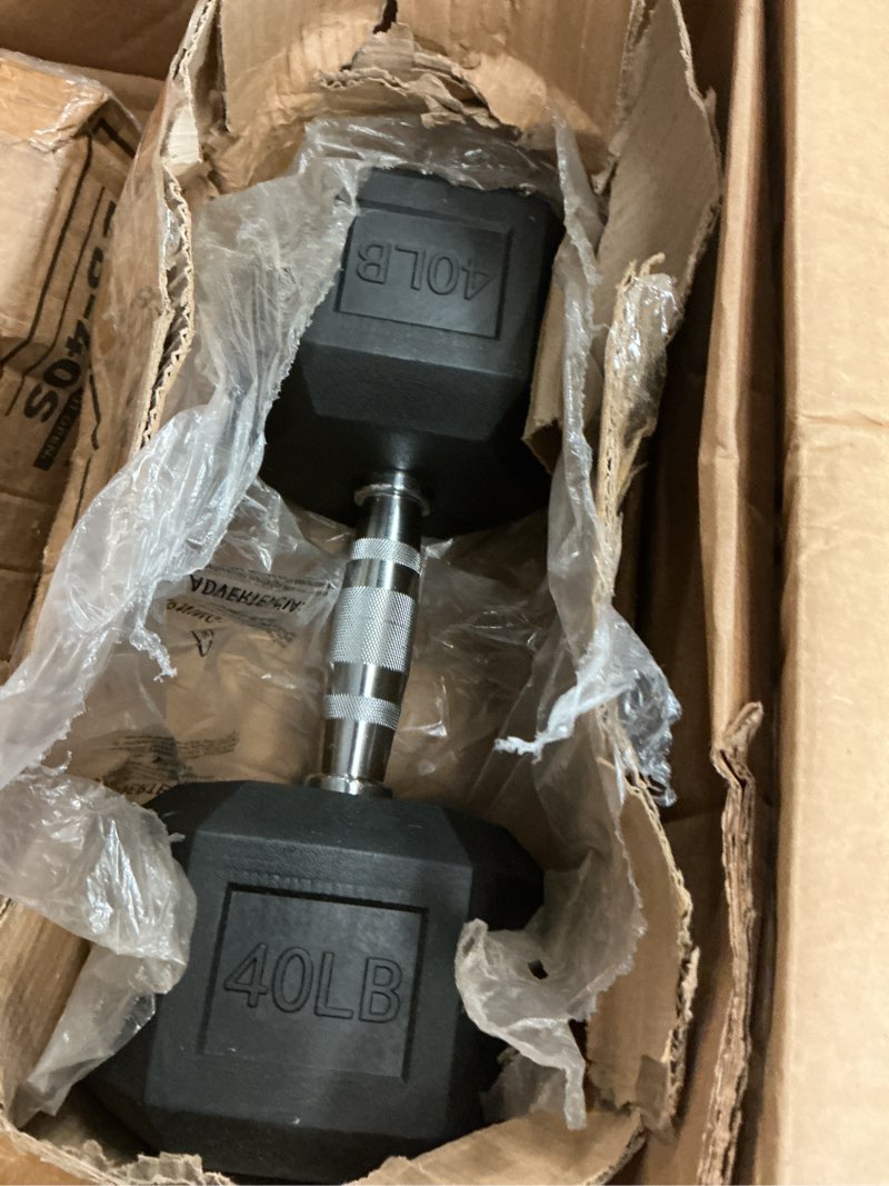 Condition photo showing Good Condition for  Packs 2 CAP Barbell Coated Hex Dumbbell Weight - lbs | Multiple Options Chrome Handle 40 lb
