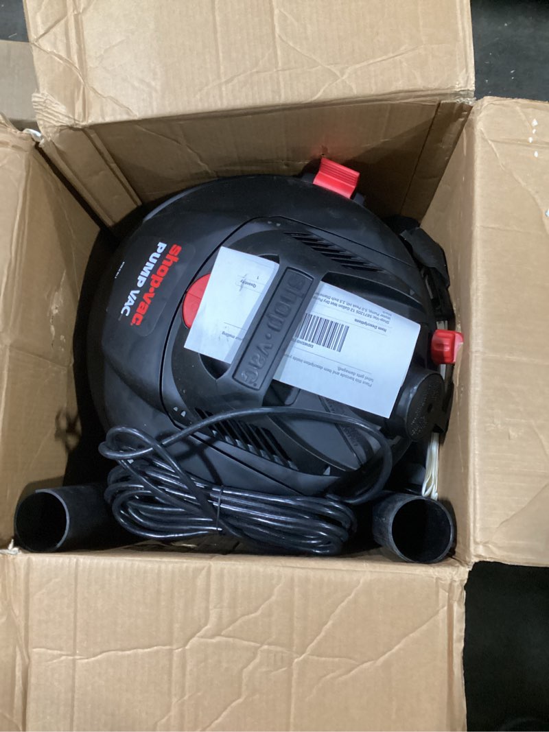 Condition photo showing Good Condition for Shop-Vac 5871205 12 Gallon Wet Dry Pump Vacuum with Built-In Water Pump, 5.0 Peak HP, 2.5 Inch Diameter x 8 Ft Hose, 12 Ft Cord, Black