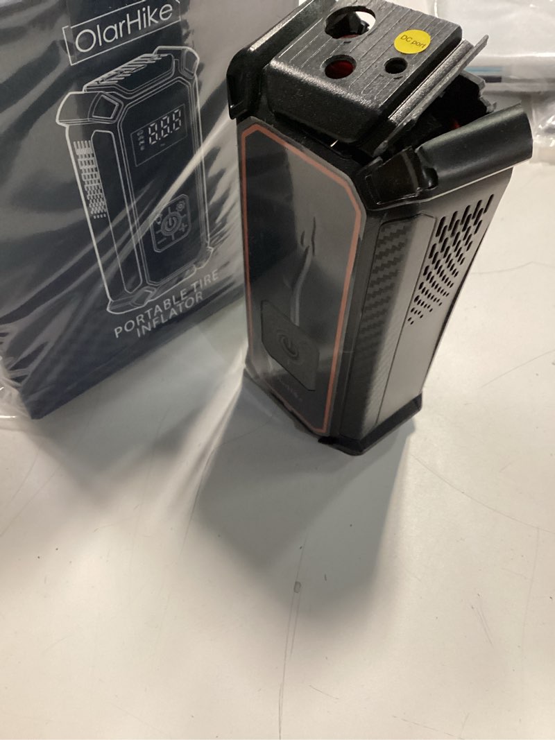 Condition photo showing As Is for OlarHike Tire Inflator Portable Air Compressor, 9000mAh Battery Powered, 150PSI Dual Mode, Auto Air Pump for Car Tires, Motorcycle, Bicycle, Electric Pump with LED Light & Digital Pressure Gauge 1-gray 9000mah with Cable (SUV&Pickup)