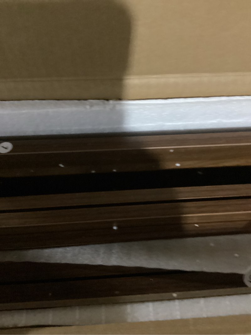 Condition photo showing New/Like New for 23.8" Modern Nightstand with Hidden Drawers Walnut Night Stand with Charger Station Mid Century Bedside Table Curved Wood Side Table for Bedroom Dorm