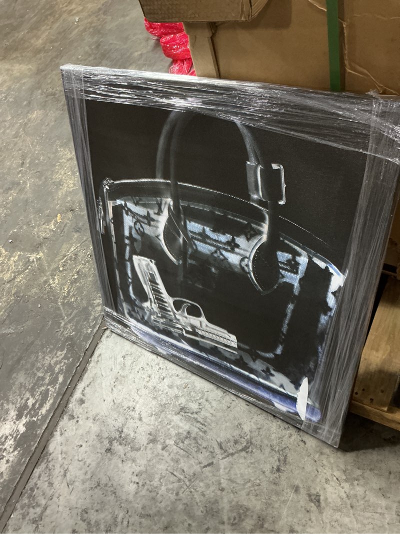 Condition photo showing As Is for The Oliver Gal Artist Co. Fashion and Glam Wall Art Canvas Prints 'Couture X Ray' Handbags Home D?©cor, 30 in x 30 in, Black, White 30"L x 30"W Wrapped Canvas