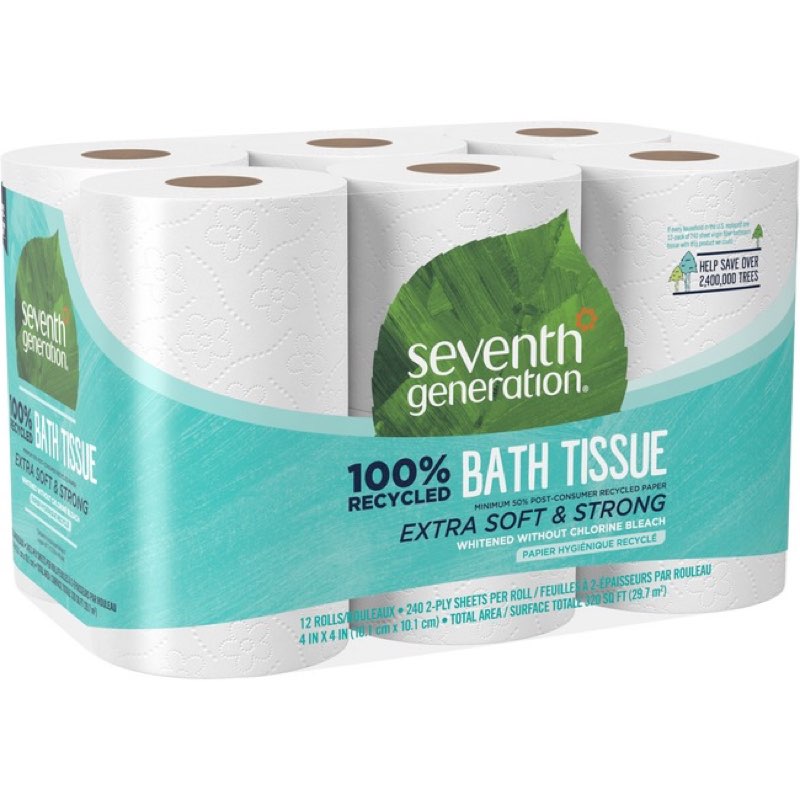 Seventh Generation Toilet Paper Recycled Bath Tissue 4-Pack 100% Recycled Paper 2-ply without Chlori