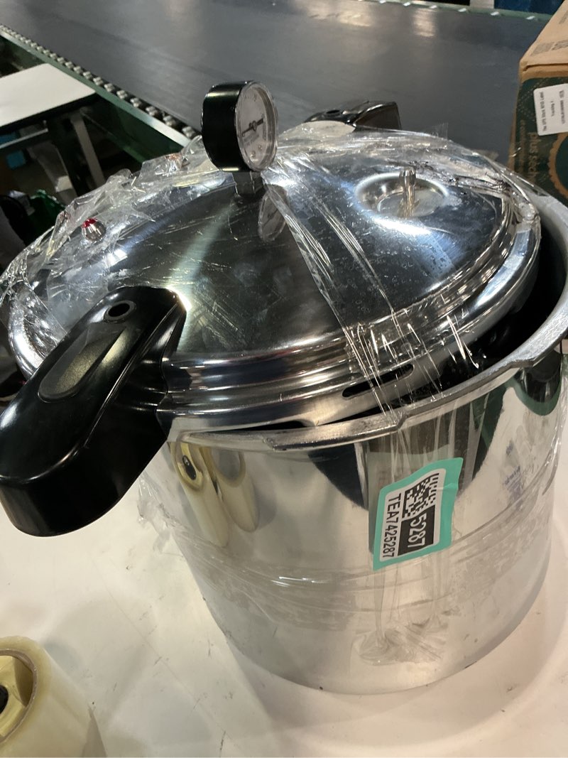 Condition photo showing As Is for 24 quart pressure cooker large capacity aluminum stovetop pressure cooker canner built-in luxury digital pressure gauge for induction and gas stove-tops