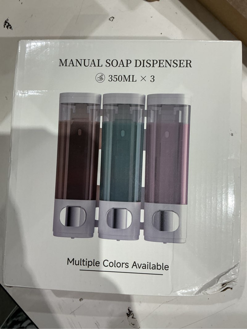 Condition photo showing Good Condition for shampoo and conditioner dispenser,shower soap dispenser 3 chamber no drill wall-mounted shampoo dispenser for shower wall mounted shower dispenser for bathroom hotel large capacity,black black 3 chamber