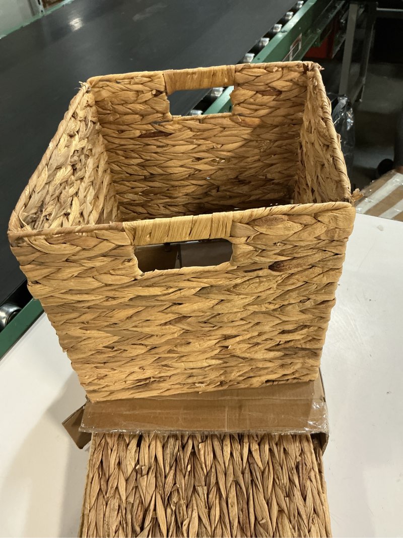 Condition photo showing As Is for storageworks wicker basket, baskets for organizing, storage basket with built-in handles, water hyacinth shelves (medium 2-pack, natural hyacinth) natural (water hyacinth) 2x 13¼"l x 8¼"w x 7"h