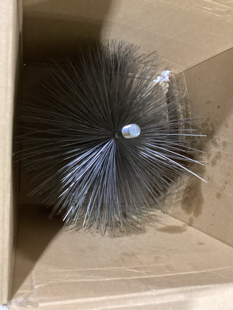 Condition photo showing As Is for 8 Inch Double Spiral Flue Brush Round Chimney Cleaning Brush with 1/4" Npt Fitting for Chimneys Stove Pipes Cleaning Accessories 8"