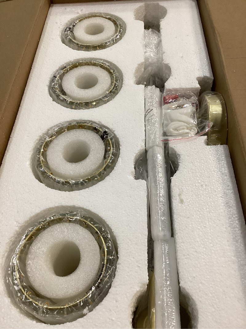 Condition photo showing Good Condition for Modern 4 Light Crystal Vanity Light, Gold Vertical Bathroom Light Fixture Over Mirror for Dressing Table Sink, Compatible with Dimmable Bulbs (Bulbs Not Included) Gold 4-Light