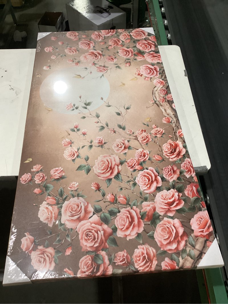 Condition photo showing New/Like New for Biuteawal Vintage Floral Wall Art Red Flower Pink Rose with Full Moon Landscape Picture Painting Romantic Artwork Canvas Print Gift for Her Home Couple Bedroom Living Room Decor Ready to Hang Framed