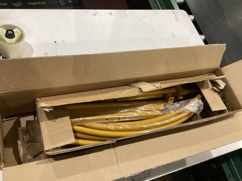 Condition photo showing As Is for 6.6 ft heart arch stand, balloon arch stand kit with base - gold heart shaped wedding arch frame for proposal, valentine‘s day backdrop, birthday, baby shower decor?gold?