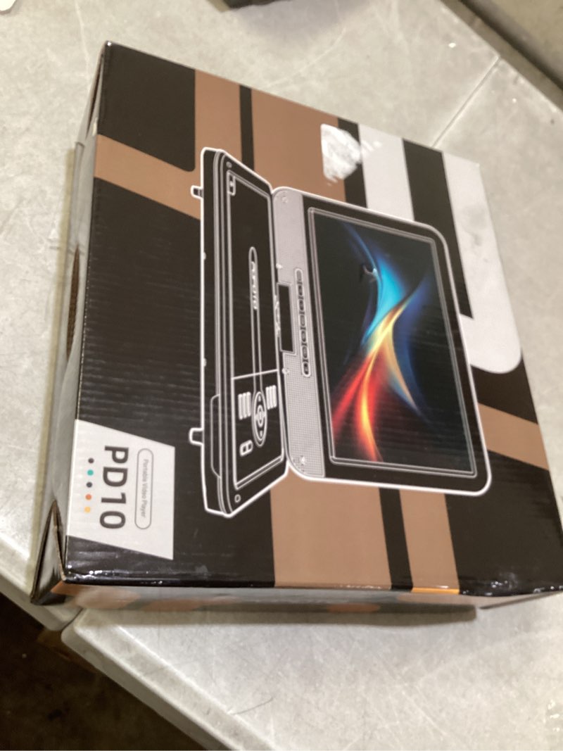 Condition photo showing As Is for pofoto 12.5" portable dvd player with 10.5" hd swivel screen, 6-hour battery life, car dvd player with dual speakers, supports cd/dvd/usb/sd card, include car headrest mount and remote control -black