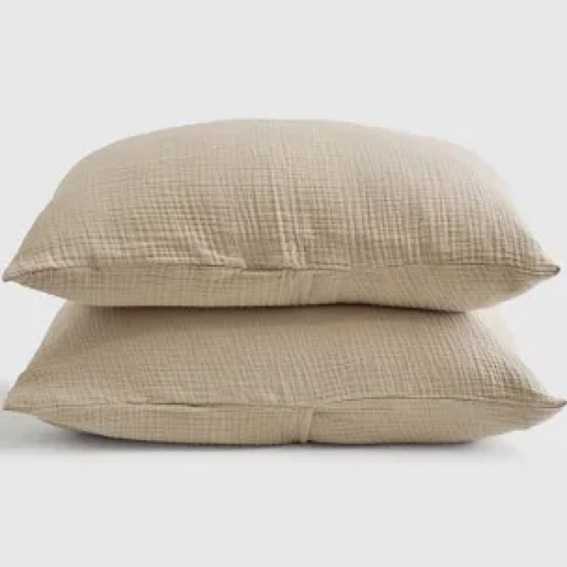 Quince airy gauze sham set, king, dune