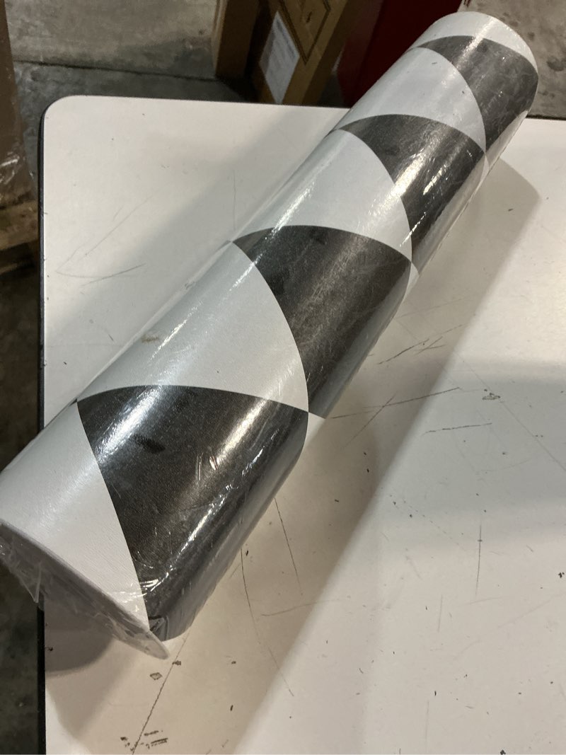 Condition photo showing New/Like New for black and white peel and stick wallpaper diamond wallpaper rhombus contact paper self adhesive waterproof vinyl roll for bathroom kitchen backsplash cabinets a set of 17.3"x1200" rhombus 17.3" x 1200"