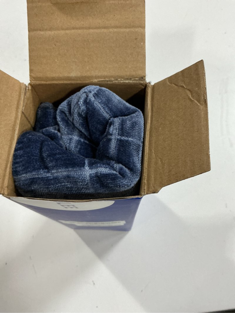 Condition photo showing New/Like New for MIULEE Decorative Chenille Check Lumbar Throw Pillow Covers Vintage Plaid Couch Pillows 12x20 Inch Set of 2 Neutral Boho Cushion Covers Modern Home Coastal Decor for Sofa Bed Living Room Navy Blue 20" x 12" (Pack of 2) Navy Blue