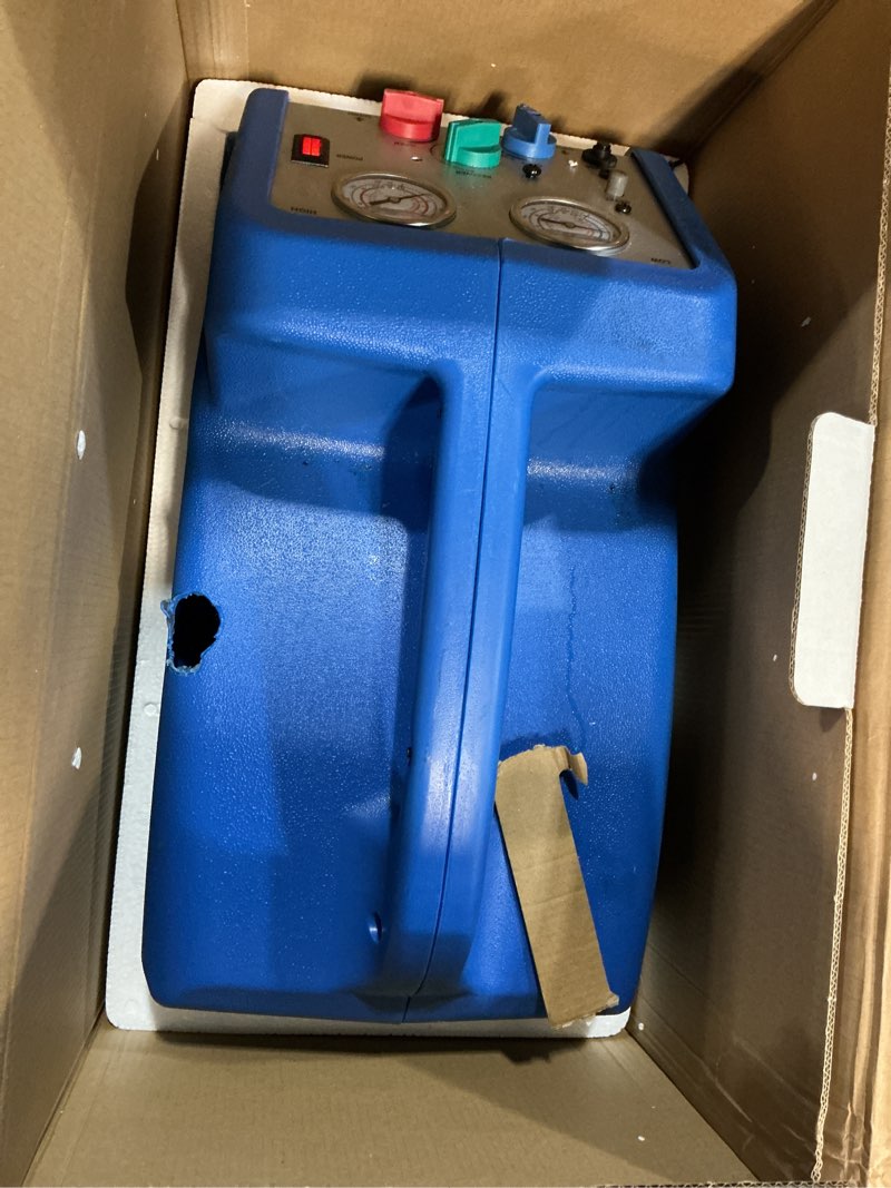 Condition photo showing As Is for vivohome 3/4hp single cylinder portable hvac refrigerant recovery machine trolley design with wheels, 110-120v 60hz oil-less freon recycling unit for vapor liquid refrigerant