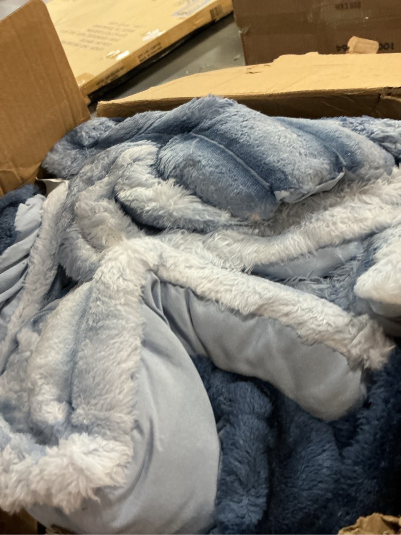 Condition photo showing Good Condition for intelligent design queen comforter set, plush bedding, microfiber reverse, 3 piece, lightweight, super soft ribbed velvet comforter 2 shams, all season fluffy bed set, avril, full/queen blue ombre