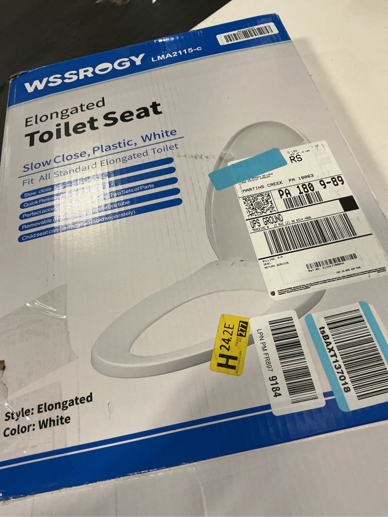 Condition photo showing Good Condition for WSSROGY Toilet seat Elongated with Slow Close Hinges, Four Bumpers Never Loosen and Easily Remove, Two Sets of Parts, Plastic, White Elongated White - Adult Seat