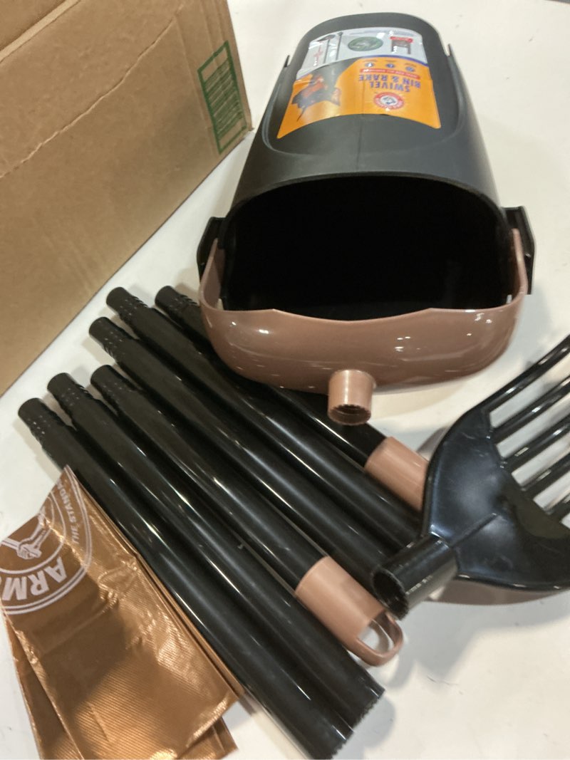 Condition photo showing Good Condition for arm & hammer dog pooper scooper swivel bin & rake, poop scoop for dogs, black (2 heavy duty scented waste bags included)