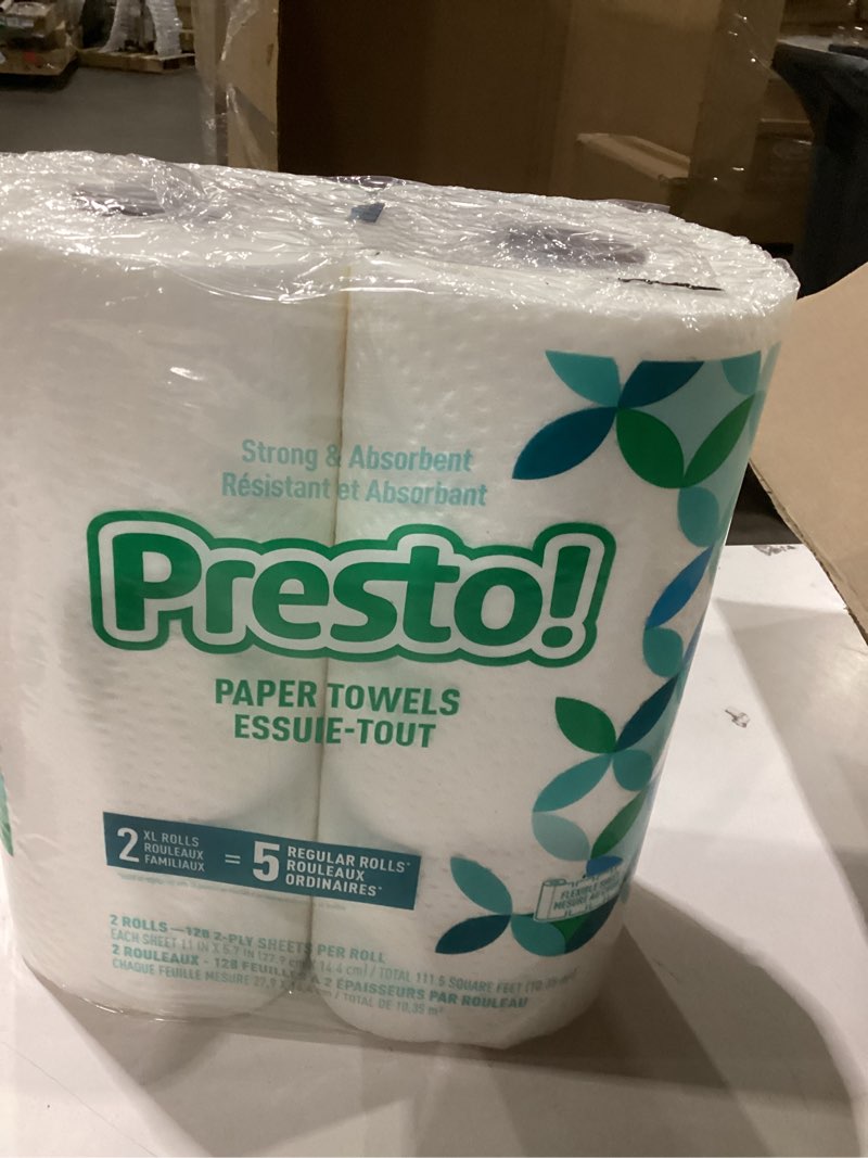 Condition photo showing New/Like New for Amazon Brand - Presto! Kitchen Paper Towels - Flex-a-Size, 128 Sheet Family Roll, 2 Rolls Huge 1 Rolls (Pack of 2)
