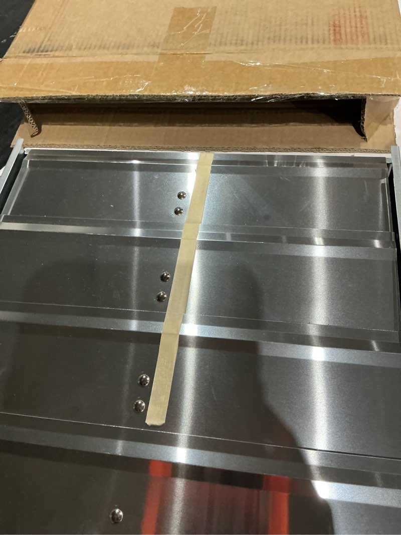 Condition photo showing As Is for galvanized shutter exhaust louver vent, automatic gravity shutter louver vent for home attics, workshops, barn, greenhouse (motor&blades are not