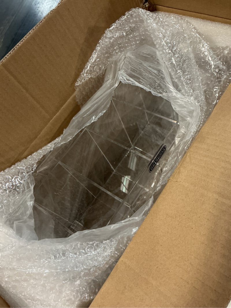 Condition photo showing Good Condition for 5-slot booster pack dispenser with clear base - fits 200 booster packs for dispensing - compatible with tcg trading card boosters and sports card boosters - 4mm acrylic stackable
