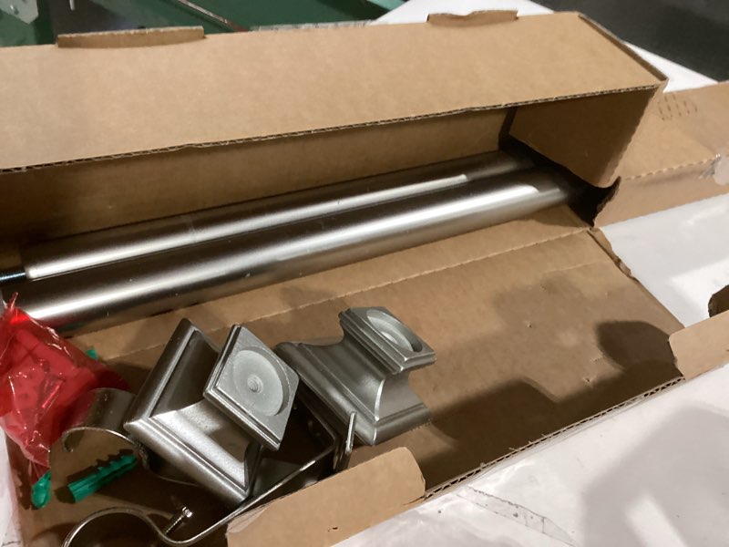 Condition photo showing Good Condition for Ivilon Drapery Treatment Window Curtain Rod - Square Design 1 1/8 Rod. 28 to 48 Inch. Satin Nickel 28 to 48 in.