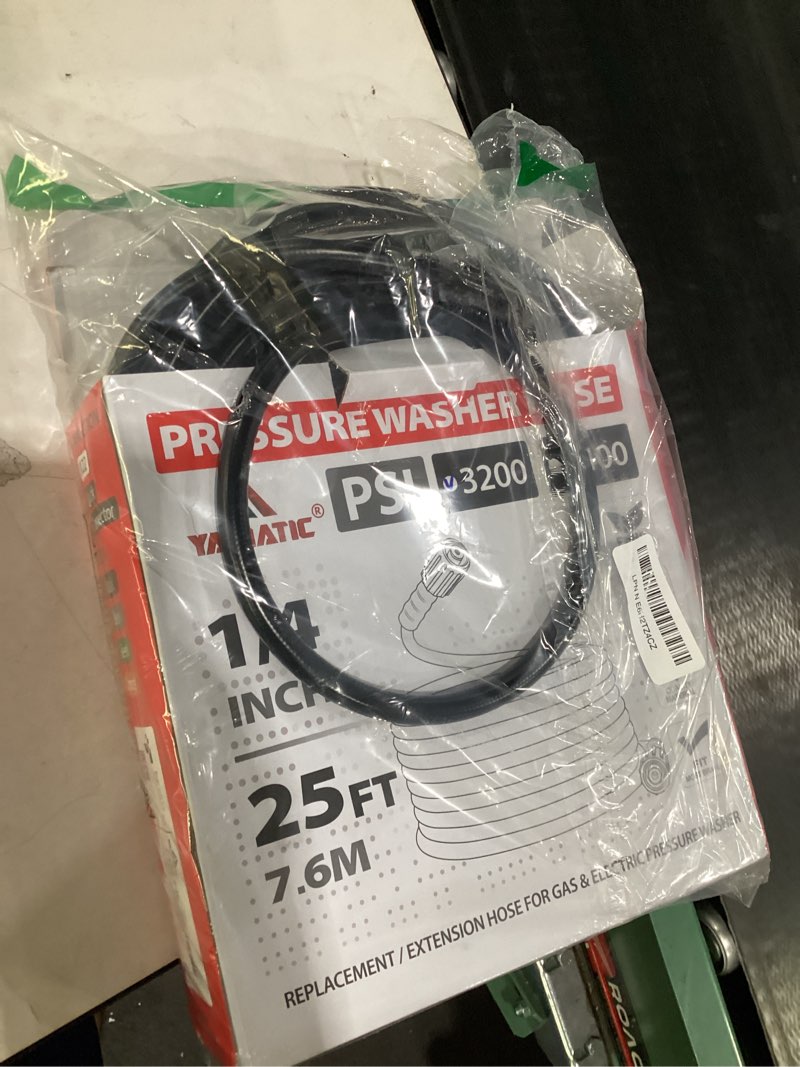 Condition photo showing Good Condition for yamatic pressure washer hose 25ft x 1/4", 3200 psi kink resistant oem-quality upgrade power washer replacement with m22-14mm brass fittings for ryobi, troy bilt, greenworks, craftsman 25ft 3200psi