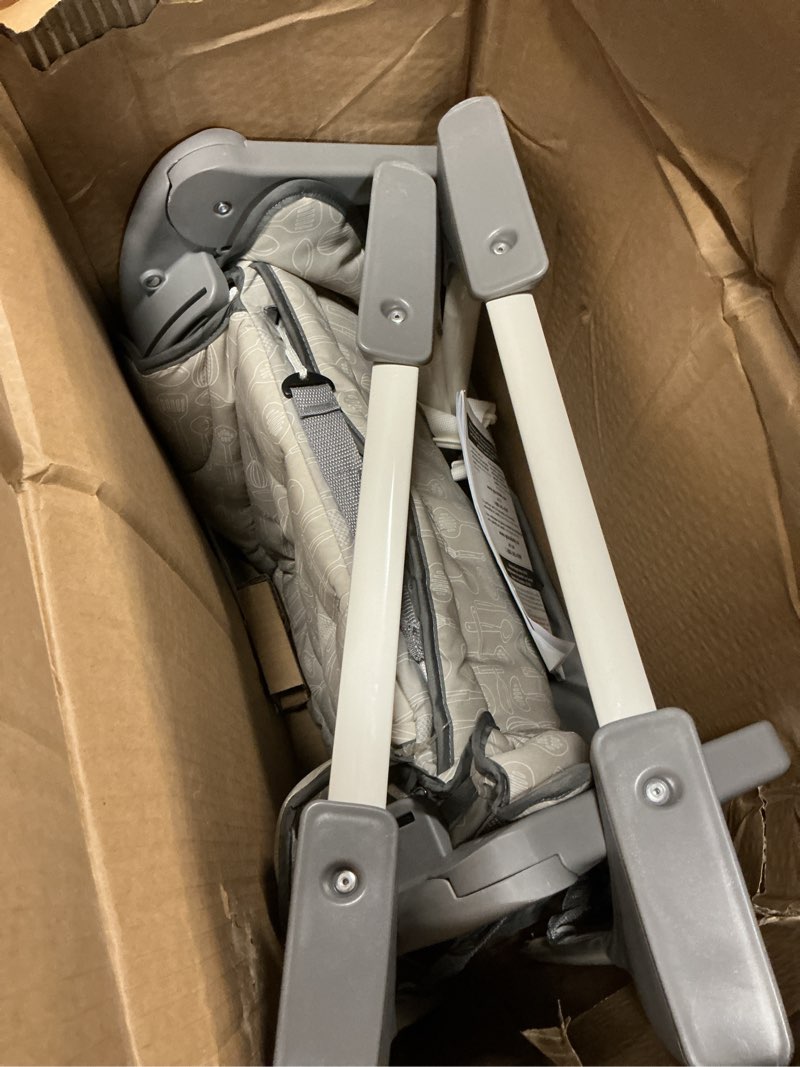 Condition photo showing As Is for Graco Slim Snacker High Chair, Ultra Slim, Fast-Folding, Multiple Recline Positions, Comfortable Feeding, Whisk