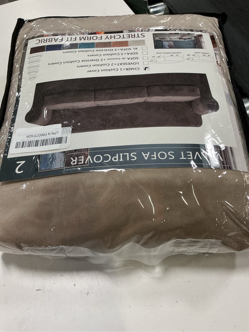 Condition photo showing New/Like New for znsayotx luxury velvet chair slipcovers with arms 2 piece stretch chair covers for living room thick soft armchair slipcover anti slip dog pet friendly furniture protector (khaki),30"-47"(1 cushion) 30"-47"(1 cushion) khaki