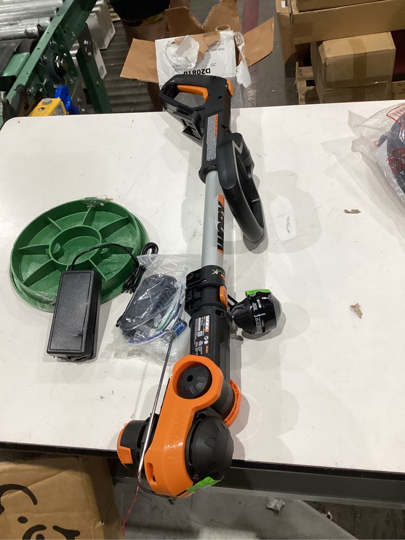 Condition photo showing As Is for 20v powershare 12" cordless string trimmer & edger with power share turbine cordless leaf blower with brushless motor (2x20v)