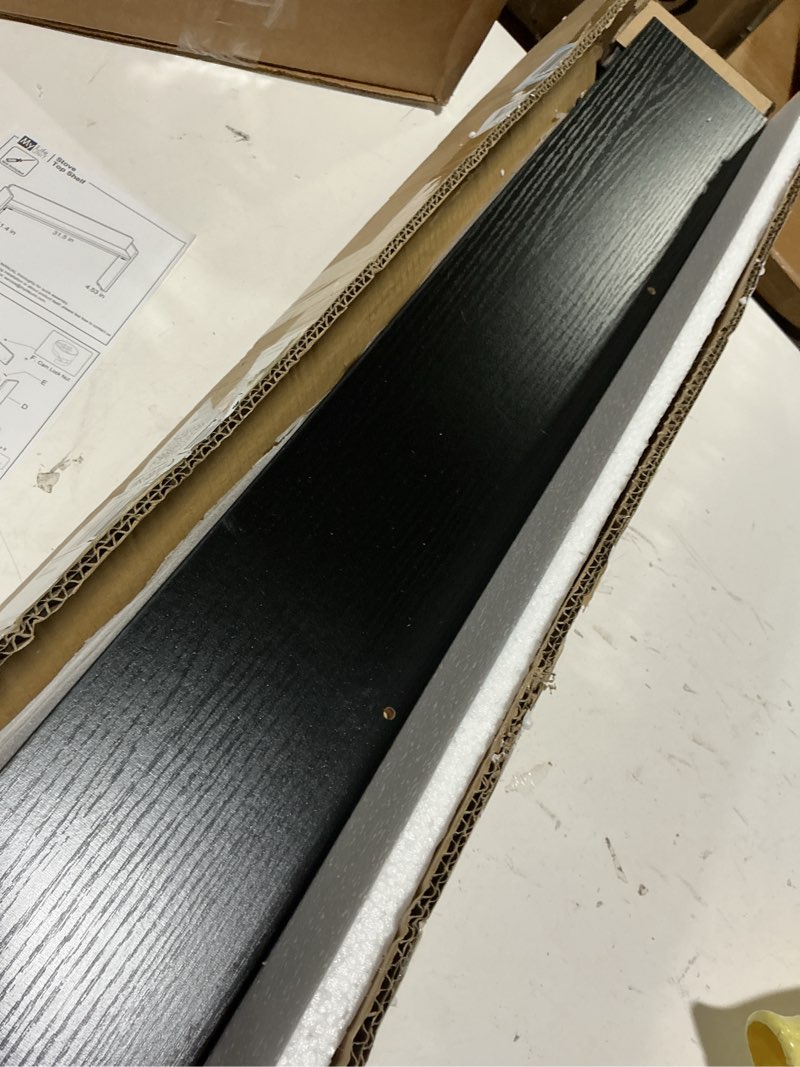 Condition photo showing New/Like New for mylifeunit over the stove shelf, 31.5" wood stove top shelf for back of gas stove, electric stove or curved stove spice rack shelf for countertop, black