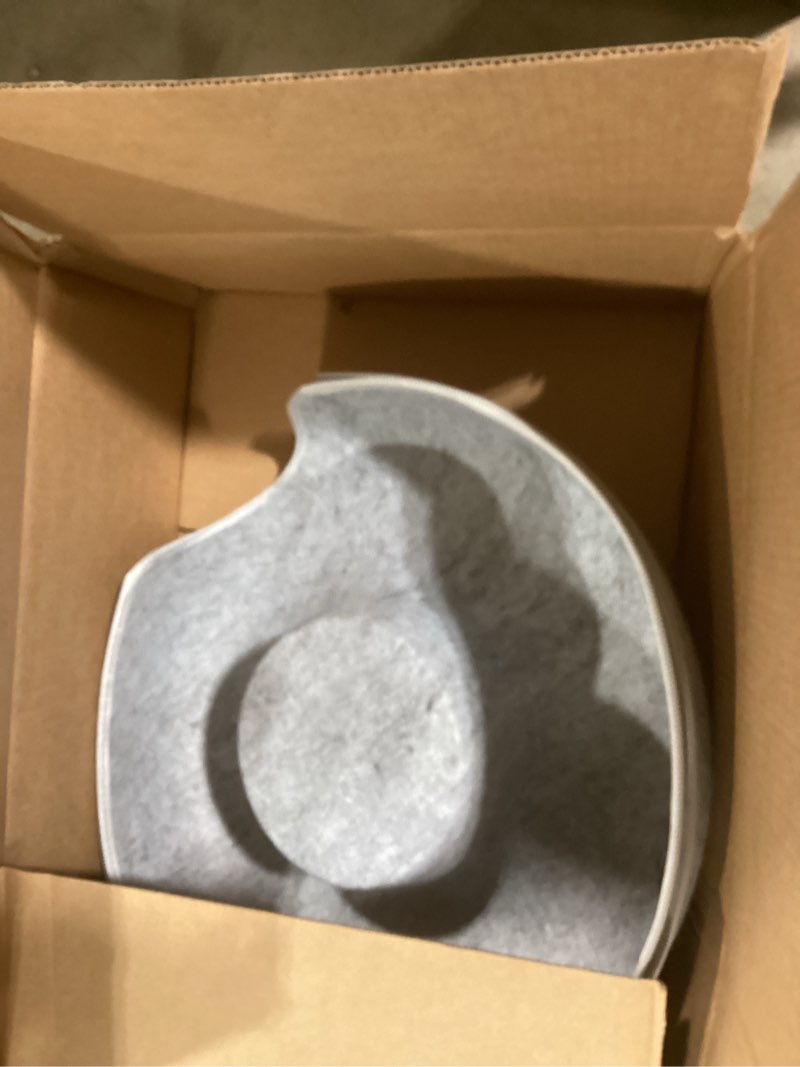 Condition photo showing Good Condition for Large Cat Tunnel Bed for Indoor Cats with 3 Toys, Scratch Resistant Donut Cat Bed, Up to 30 Lbs (L 24x24x11, Light Grey) L(24x24x11) Light Grey