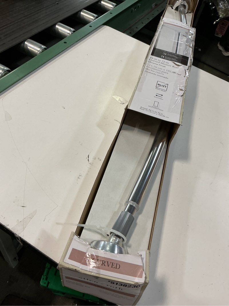 Condition photo showing Good Condition for allen + roth 44-in to 72-in Brushed Nickel Fixed or tension Single curve Adjustable Shower Curtain Rod