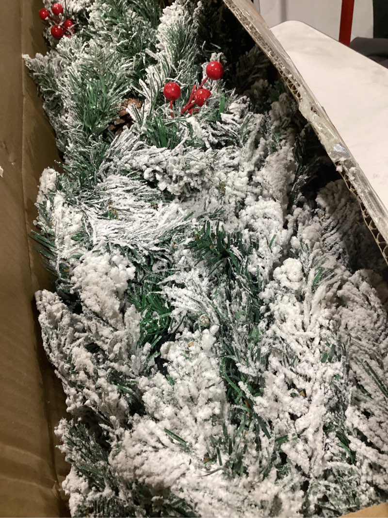 Condition photo showing Good Condition for 6ft Pencil Snow Flocked Christmas Tree, Artificial Full Appearance Holiday Decoration Tree, Slim Skinny Xmas Tree with 316 Snow Flocked Tips & for Indoor Home Party Decor