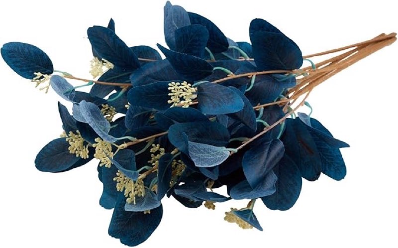 6 pieces/lot artificial plants fake eucalyptus leaves of bouquet for bride home table garden decoration (royal blue)