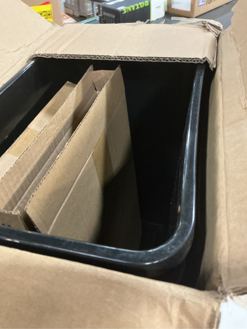 Condition photo showing Good Condition for 2-pack 35 quart trash can with lid, 9.25 gallon recycle waste garbage container for kitchen cabinet pullouts, plastic bins for home and office, black