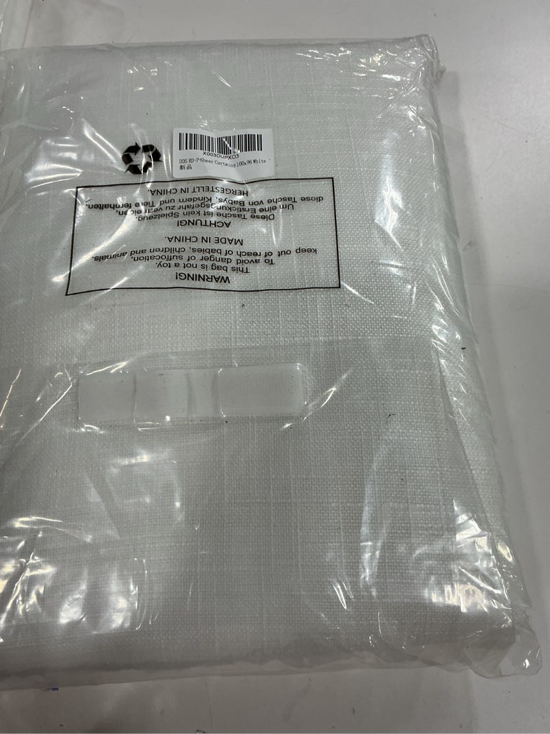 Condition photo showing New/Like New for FMFUNCTEX White Patio Door Curtain Sheer Linen Curtains for Living Room 96 inches Long Sliding Glass