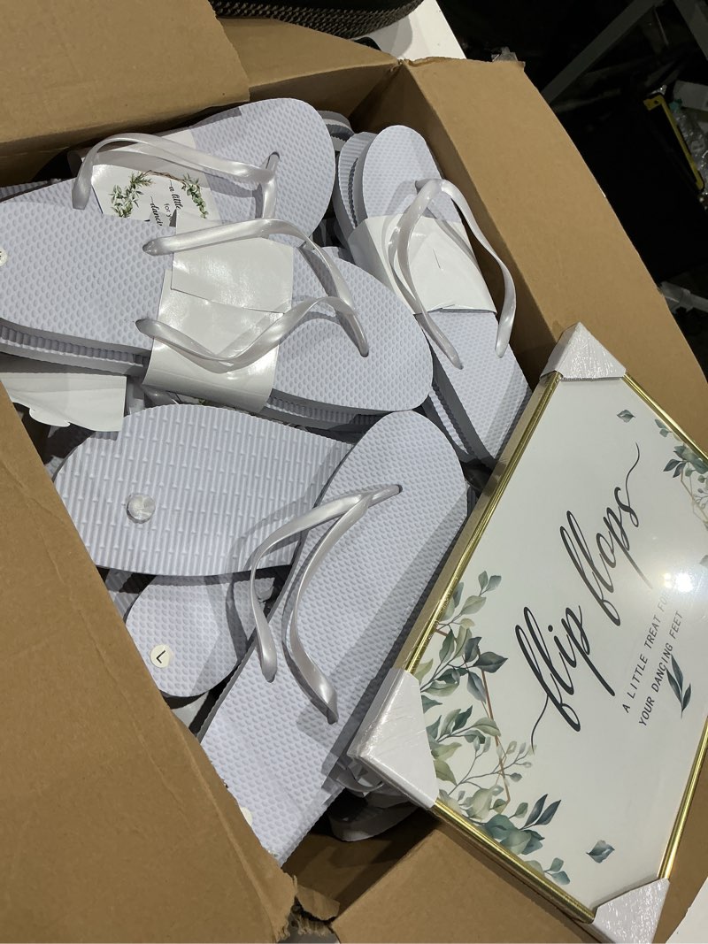 Condition photo showing Good Condition for zoooyawn 24 pairs wedding party favors flip flops bulk wedding sign for guest white