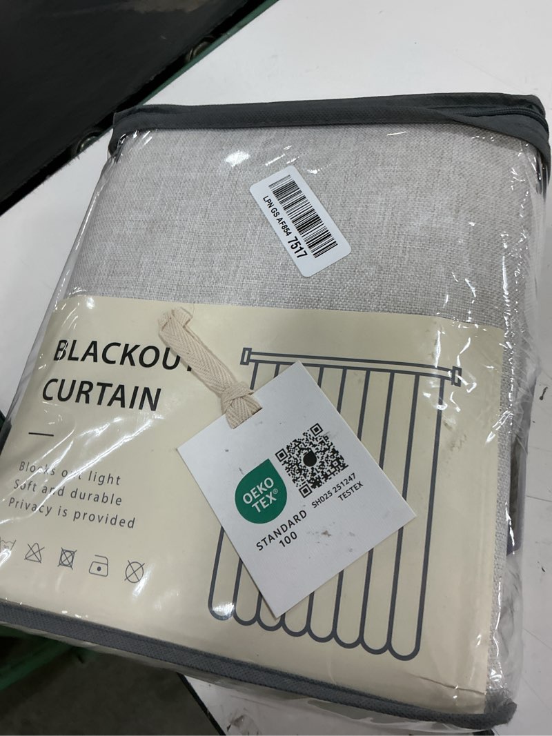 Condition photo showing Good Condition for inovaday 100% blackout curtains for bedroom, black out curtains 90 inch long, clip rings linen blackout drapes, thermal insulated room darkening for living room, 2 panels - beige,w50xl90 beige 50"w x 90"l (pack of 2)