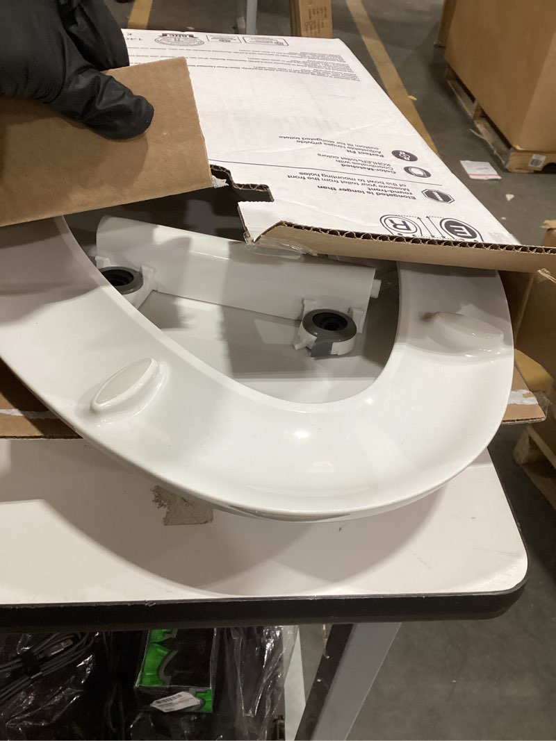 Condition photo showing As Is for KOHLER 4636-RL-0 Cachet ReadyLatch Elongated Toilet Seat Slow Close, Soft Close Toilet Seat Quiet Lid, Contoured Grip-Tight Bumpers Installation Hardware, Apartment Essentials, White White Elongated Ready Latch