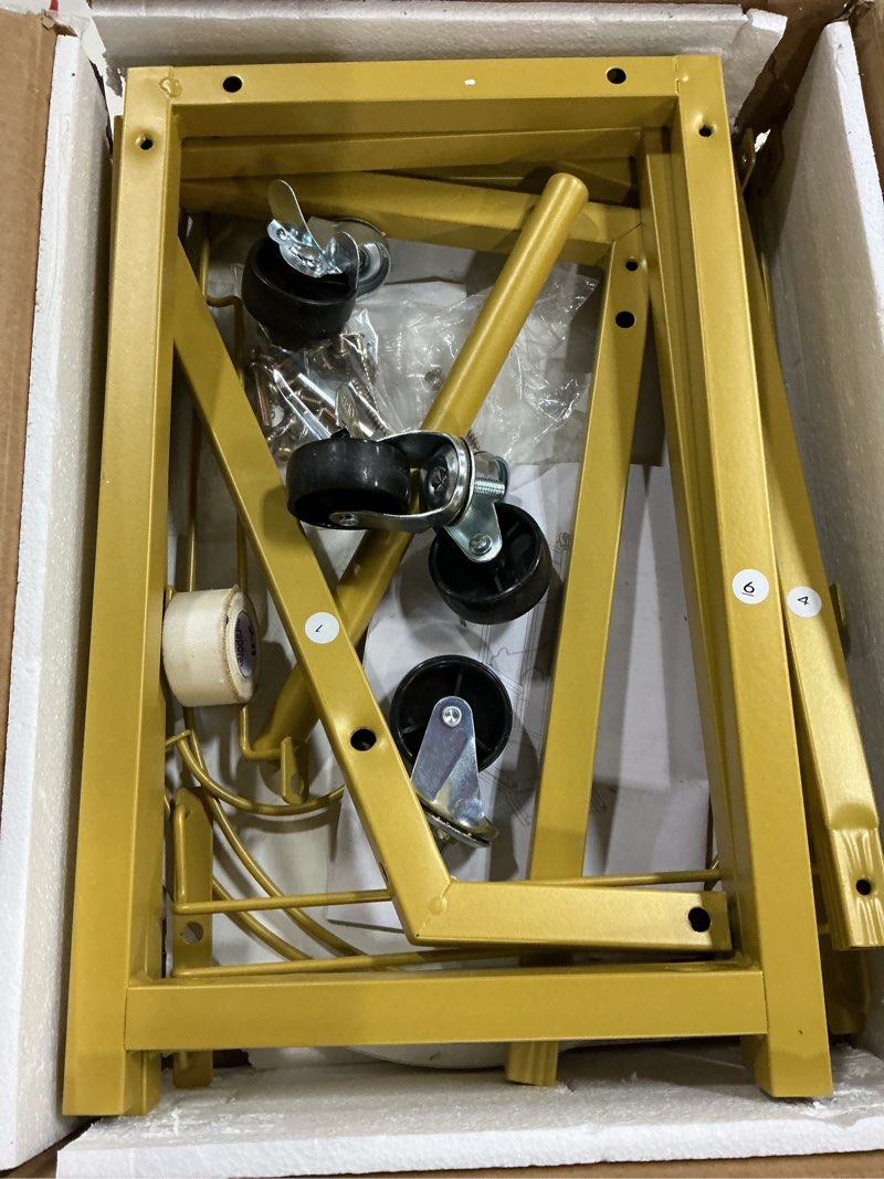 Condition photo showing Good Condition for hoobro bar cart, bar cart for the home, home bar serving cart on wheels, rolling wine cart with wine rack and glass holder, beverage cart for bar, kitchen, dining room, white and gold dm48tc01
