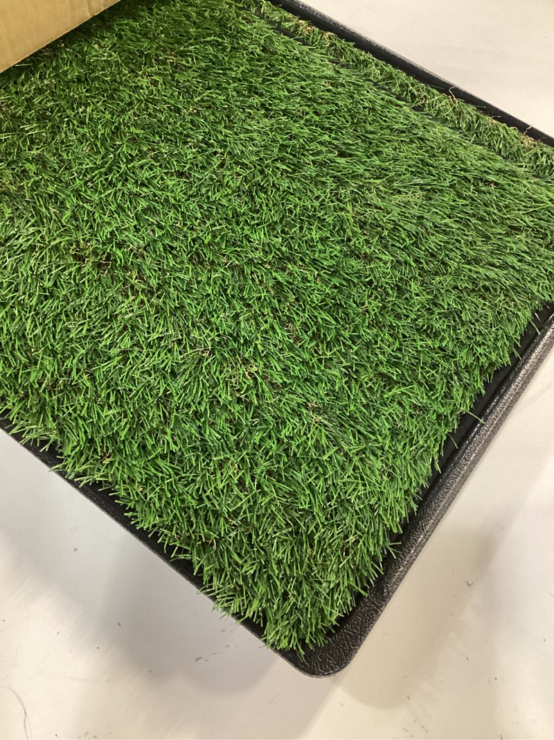 Condition photo showing Good Condition for HQ4us Dog Grass Pad with Tray Small 23" x 16" Dog Litter Box Toilet for Puppy (No Grate) with 2×Artificial Grass for Dogs with Hemmed Edge, Pee Pads for Dogs, Realistic, Less Stink, Potty for Balcony Small - 23”×16” for 3-10lbs Dog