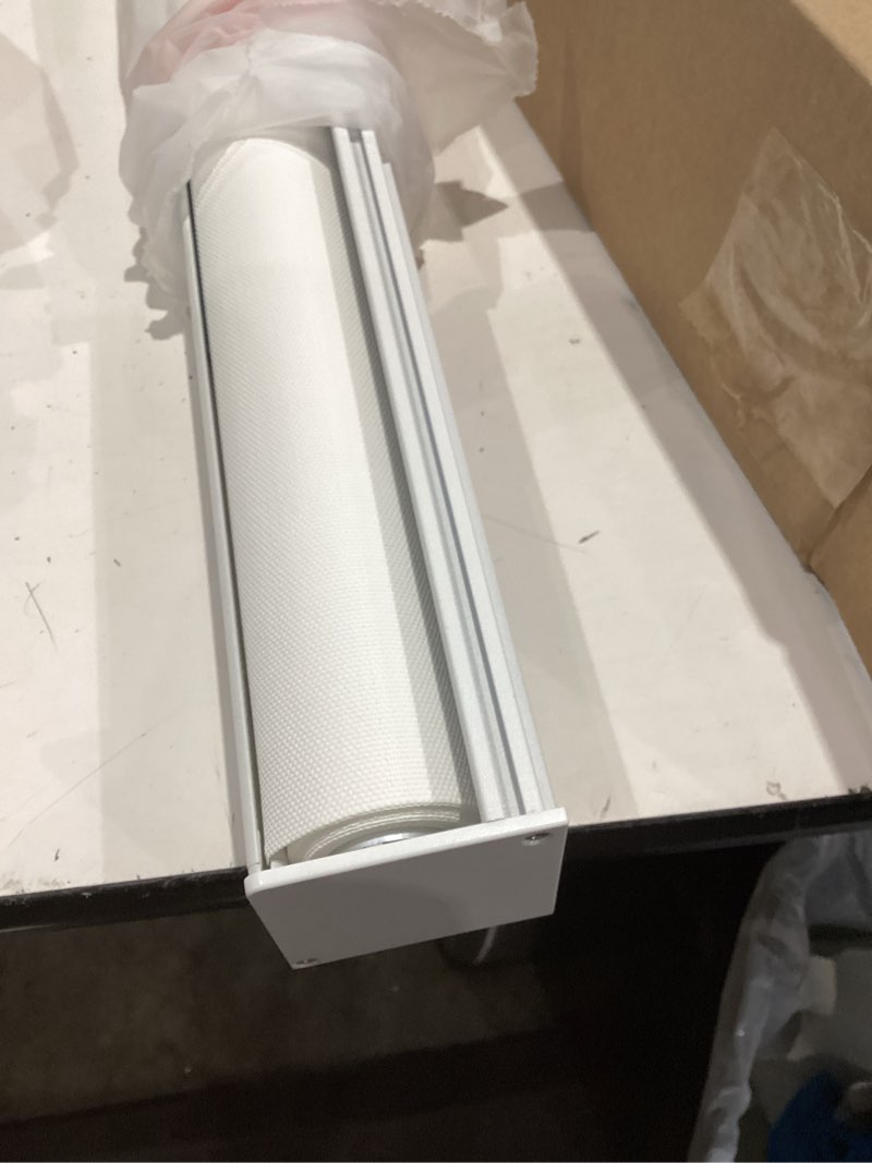 Condition photo showing Good Condition for aosky light filtering roller shades cordless blinds for windows, 1% openness free-stop shades with valance, thermal insulated fabric, uv protection, natural woven blinds?23" w x 72" h, white? white 23"w x 72"h