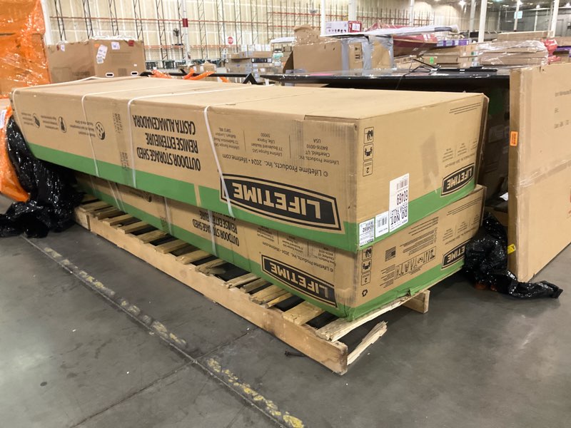 Condition photo showing Good Condition for Lifetime Outdoor Storage Shed, 8x10 Ft, Desert Sand, Resin Tool Shed with Lockable Doors and Steel-Reinforced Walls