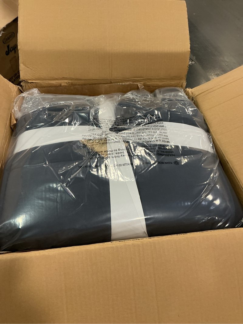 Condition photo showing Good Condition for UGG Full/Queen Comforter Set with 2 Pillow Shams, Lightweight Down Alternative Blanket, Reversible Cozy Warm All Season Washable, Hypoallergenic Bedding Set, Navy Blue (Leonora) Blue Full/Queen