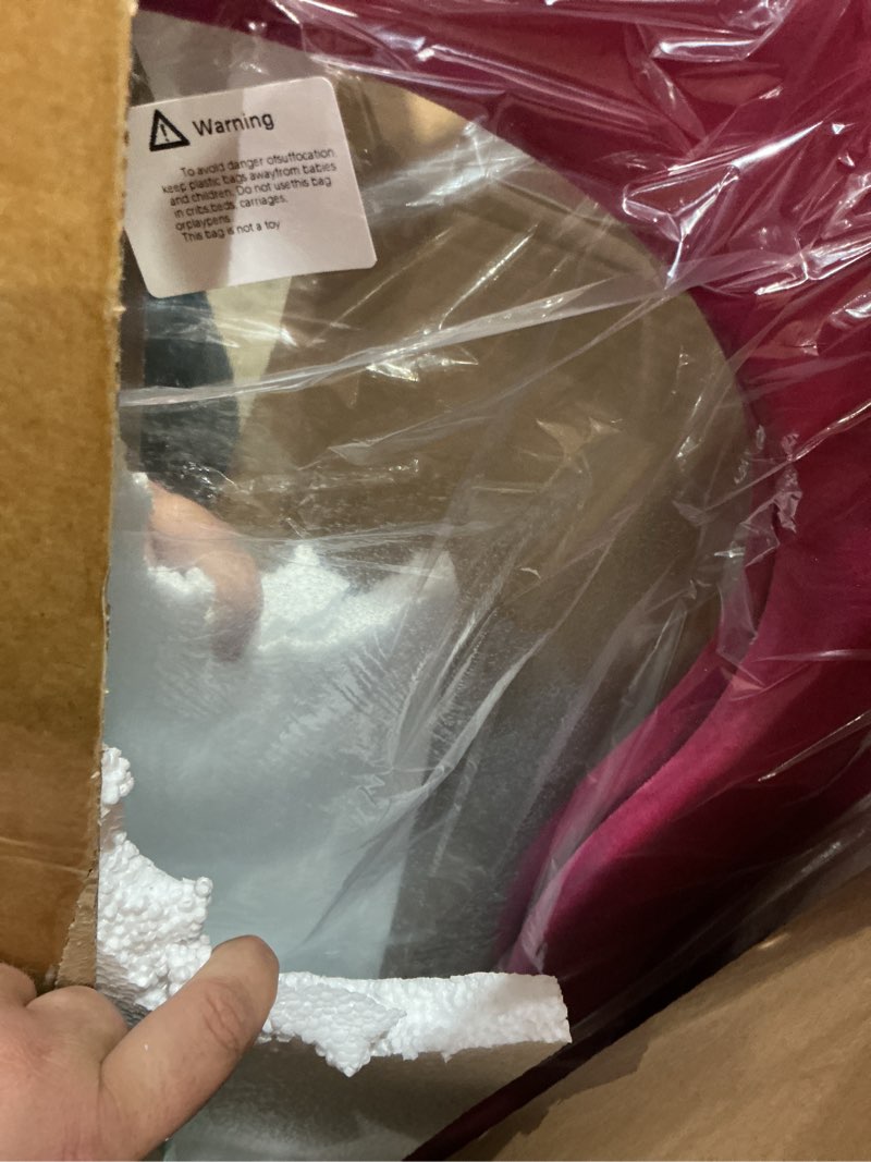 Condition photo showing New/Like New for full length mirorr, 63"x24" mirror full length, irregular wavy mirror, wall mounted mirror, standing floor mirror with flannel, body mirorr hanging or leaning against wall for bedroom (pink)