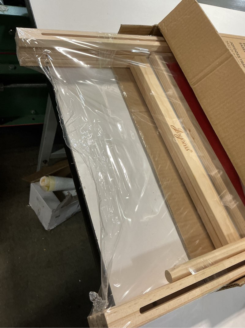 Condition photo showing Good Condition for Joyooss Art Easel for Kids Easel, Foldable Toddler Easel for Painting Double Sided Whiteboard & Chalkboard, Standing Drawing Board with Paper Roll Children Easel for Kids Ages 2-4 4-8 8-12 Foldable Red