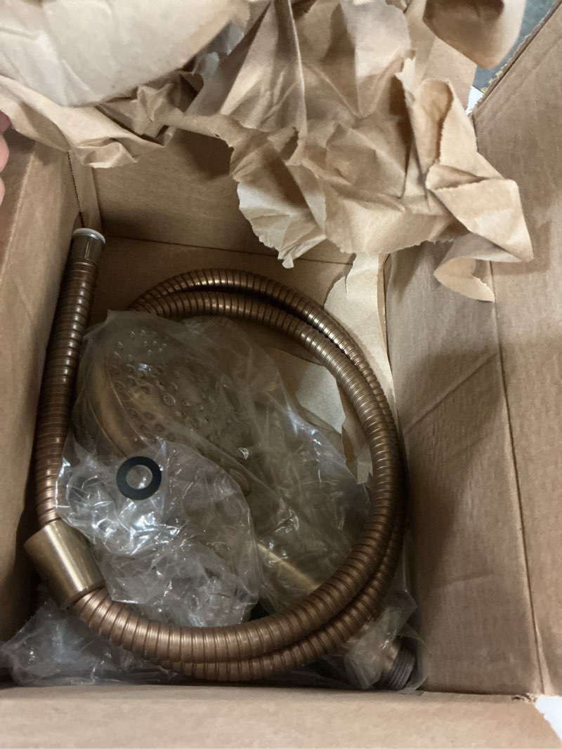 Condition photo showing As Is for Moen Beric Bronzed Gold Single Handle Modern Tub and Shower Faucet with Handshower, Valve Included, 82775BZG